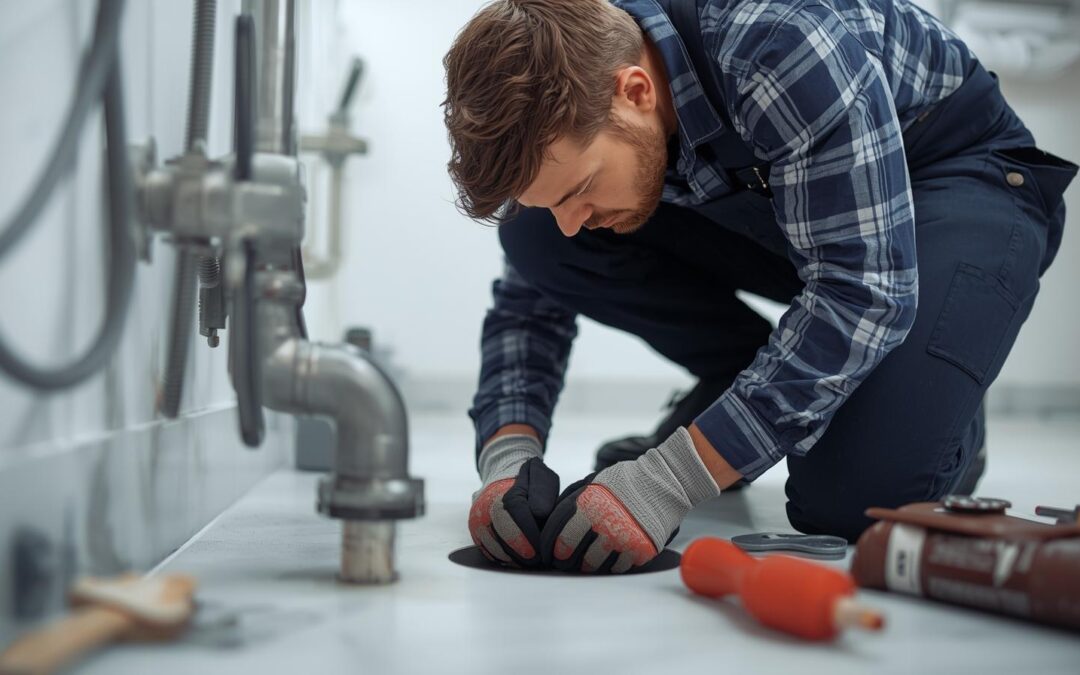 Columbus plumber working to prevent sewer backup.