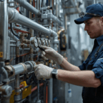 plumber investigating water pressure problems