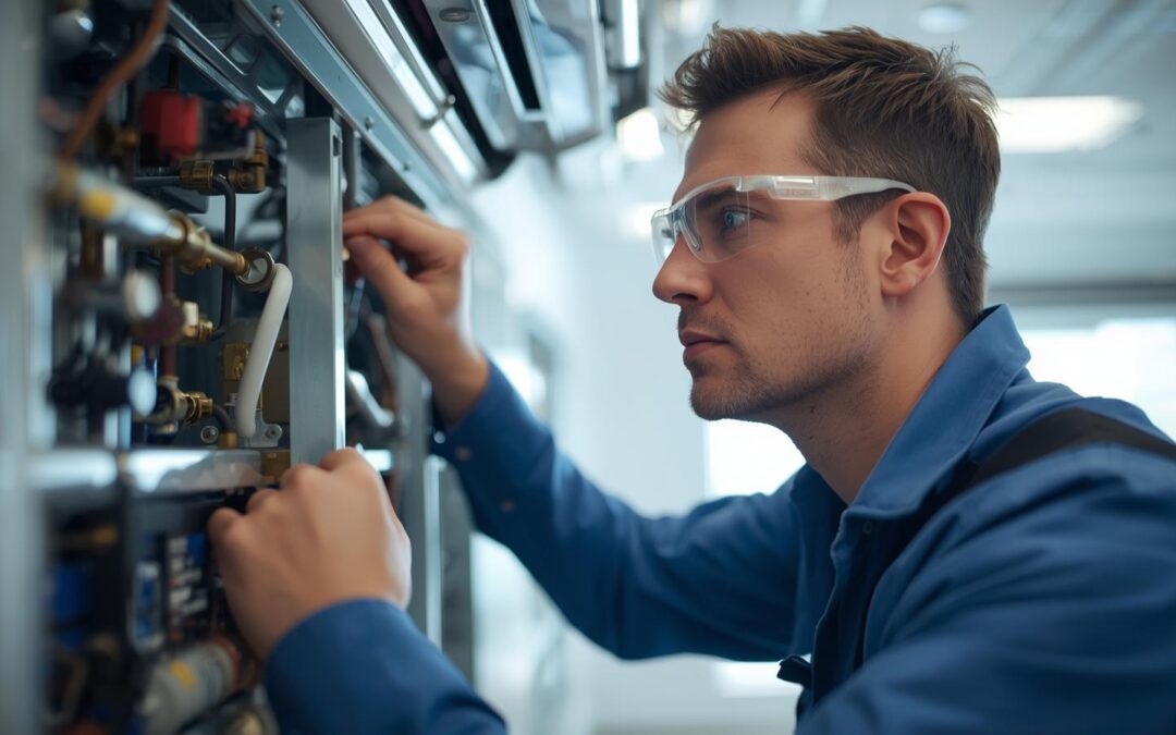 hvac tech working in a walton business
